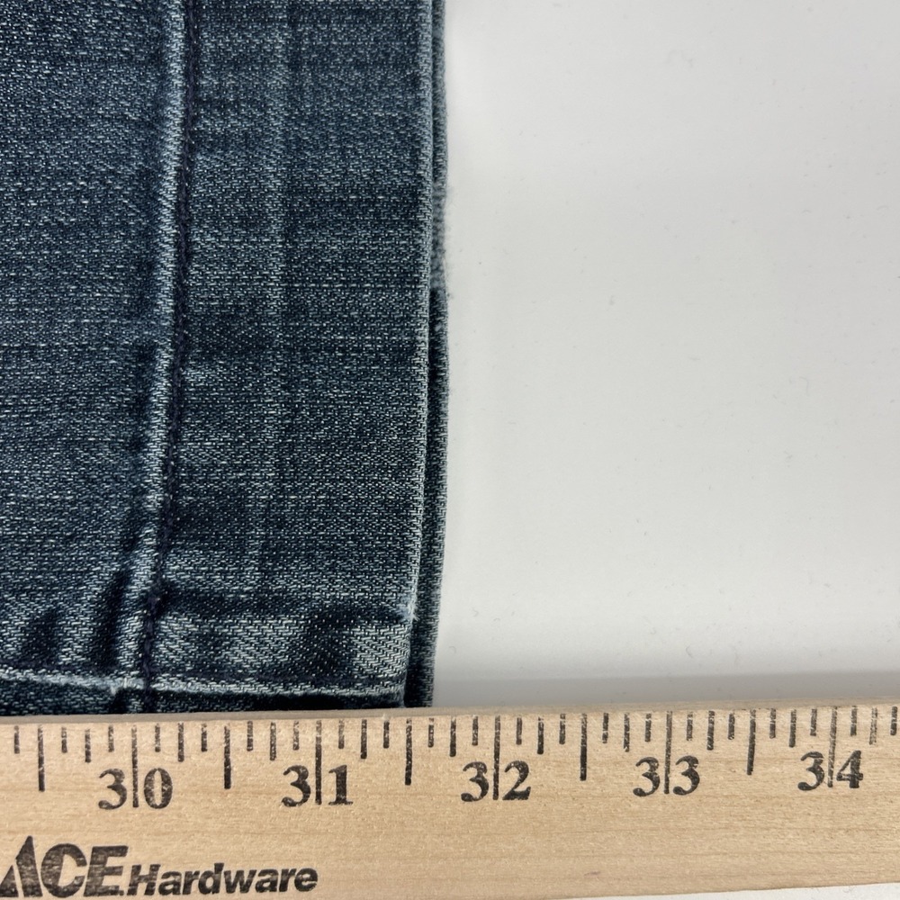 7 For All Mankind Jeans Dojo Women's 27 Blue Denim Flare Wide Cotton Stretch USA - Picture 12 of 14